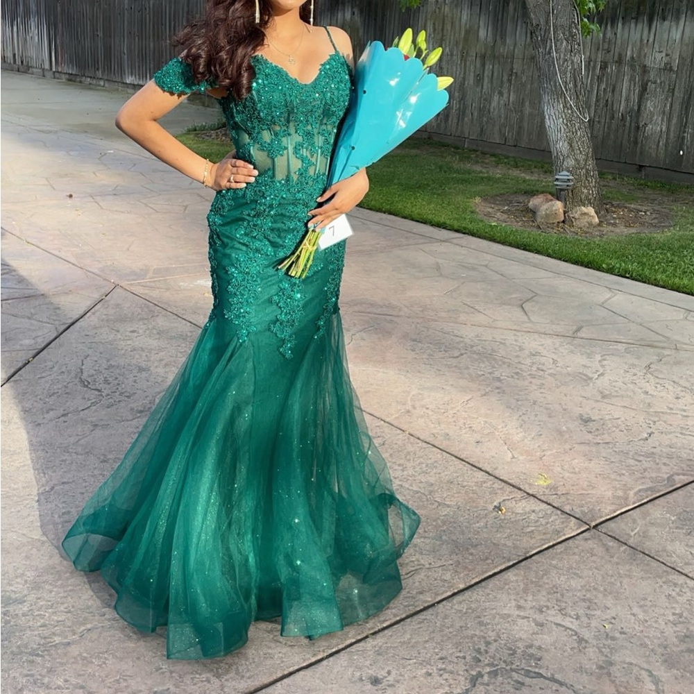 Emerald Green Pageant Prom Gown